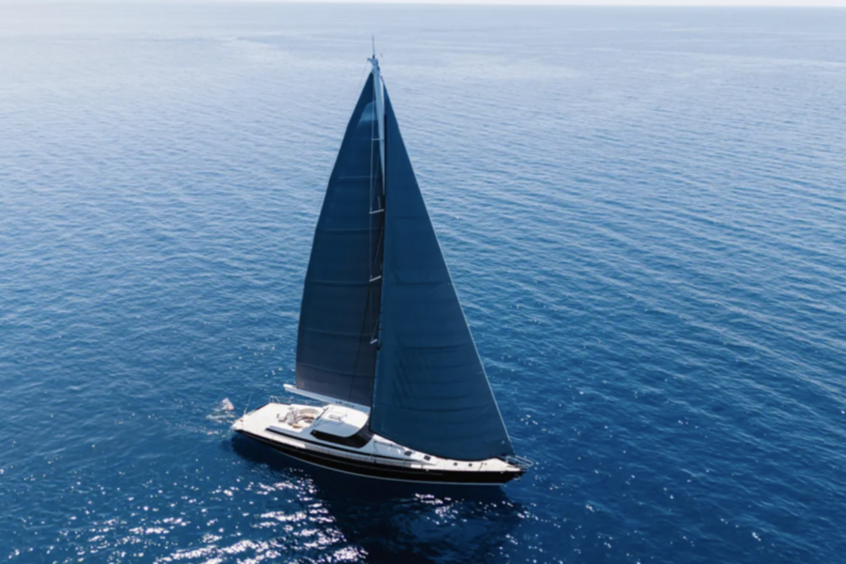 Performance sailing yacht underway in open water