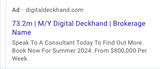 AD serp meta screenshot - M/Y Digital Deckhand