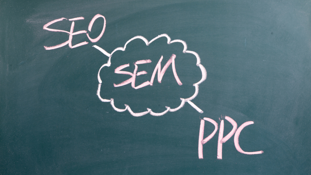 search engine marketing - sketched SEO, SEM & PPC