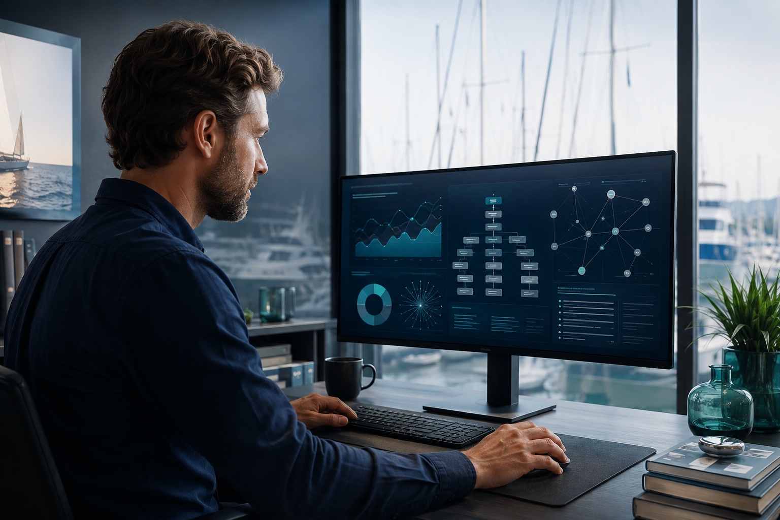 Marine search strategist reviewing SEO and AI discovery performance