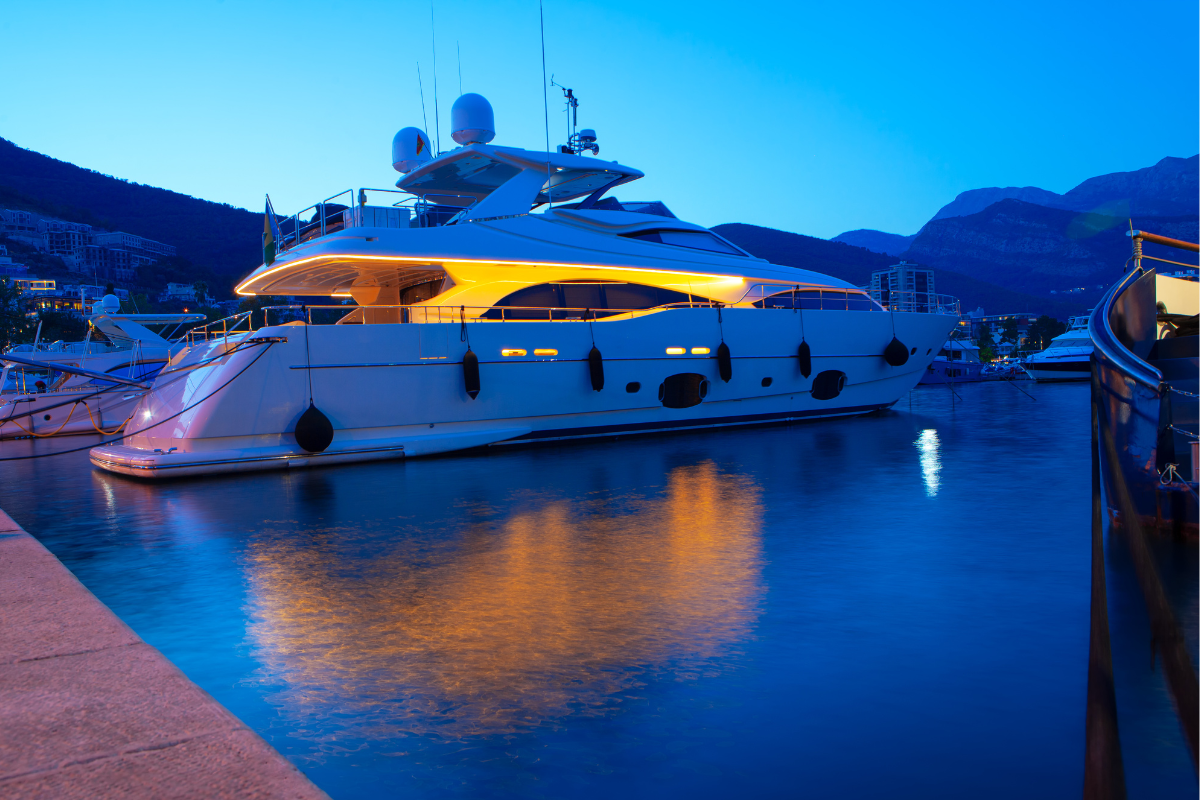 superyacht in bluish colors