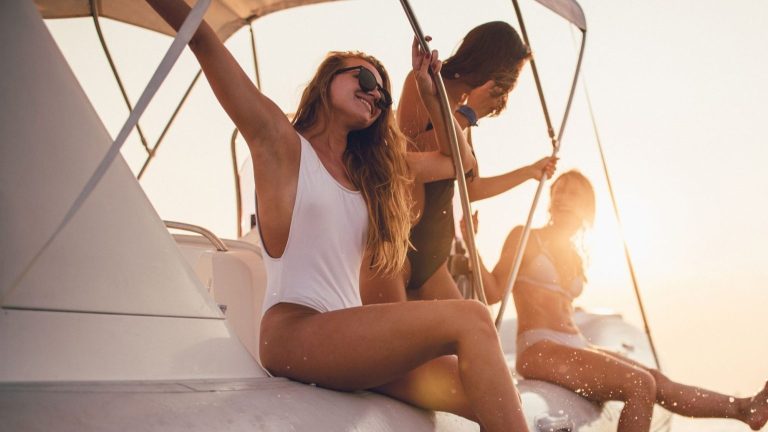 Ladies enjoying their ride on the yacht